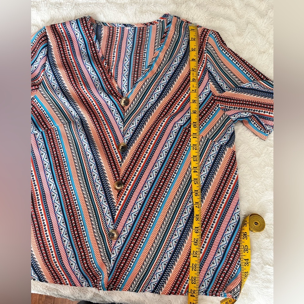 Trendy Multicolor Striped Women's Blouse L - Picture 8 of 8